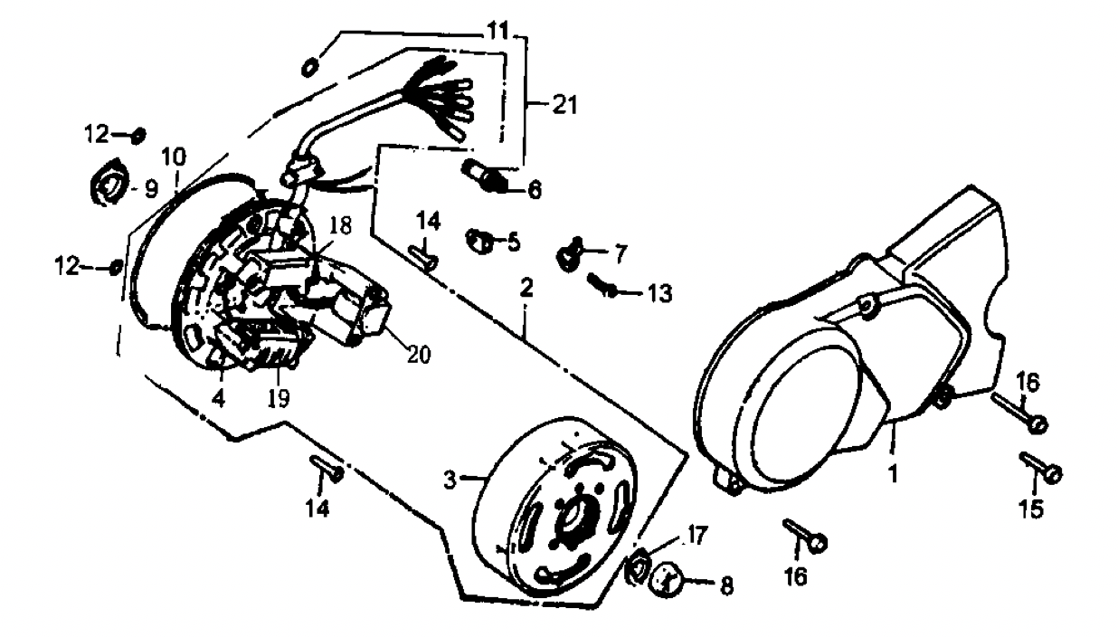 37 Left Crankcase Cover & Magnetic Motor