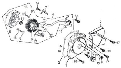 38 Left Crankcase Cover / Left Magneto