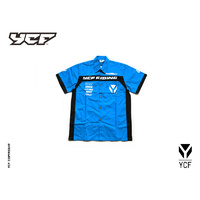 YCF RIDING BUTTON UP SHIRT LIGHT BLUE XLARGE