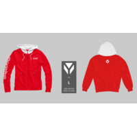 YCF HOODIE RED AND WHITE SMALL