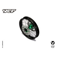 ALLOY REAR WHEEL BLACK 1.85X14' CNC HUB GREEN/DISC