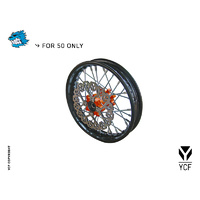YCF COMPLETE STEEL FRONT WHEEL 50A/50E ORANGE