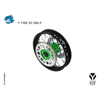 YCF 50A/50E STEEL REAR WHEEL 1.40 GREEN HUB