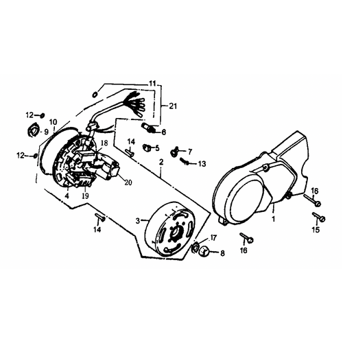 37 Left Crankcase Cover & Magnetic Motor