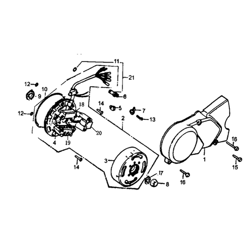 37 Left Crankcase Cover & Magnetic Motor
