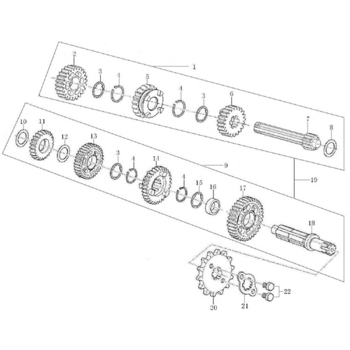 40 Transmission Main, Counter Shaft