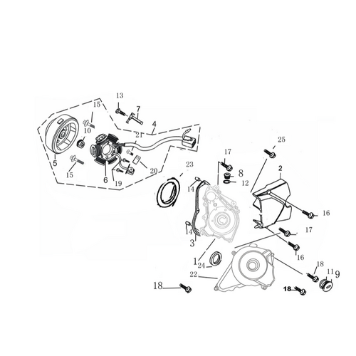 36 Left Crankcase Cover & Magnetic Motor