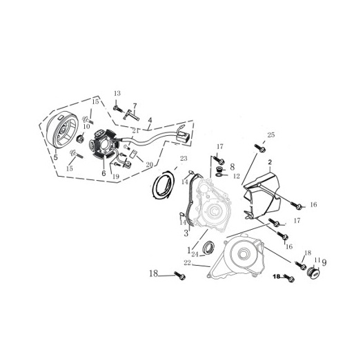 36 Left Crankcase Cover & Magneto Clamp
