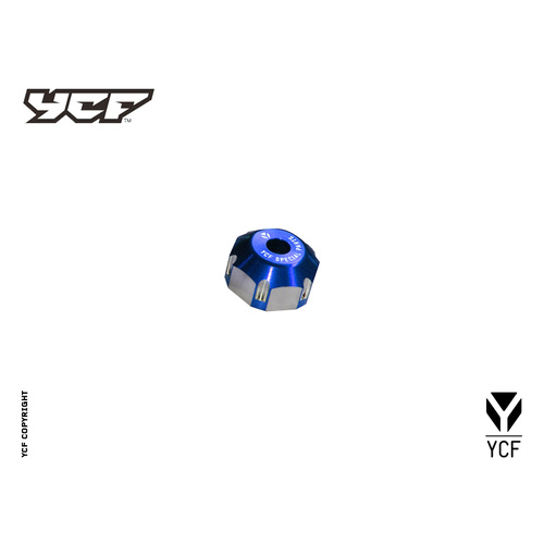 CNC STEERING STEM NUT 22MM BLUE
