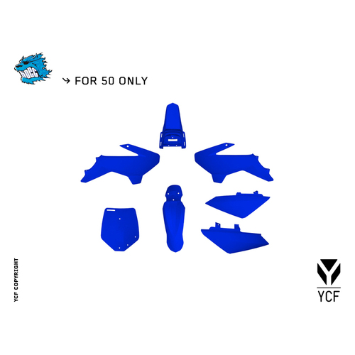 YCF 50A/E COMPLETE PLASTIC KIT BLUE MY14>MY21