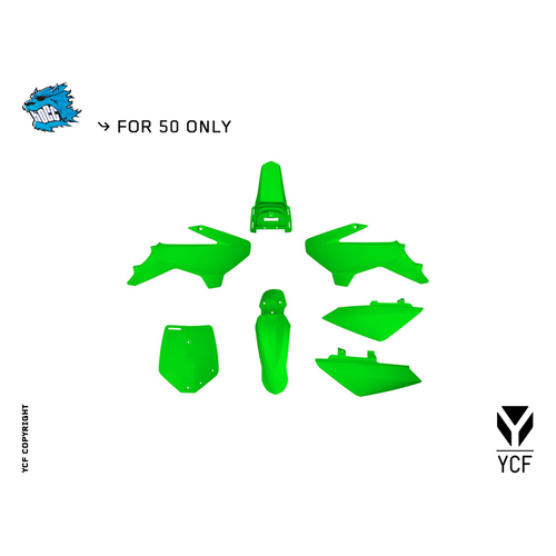 YCF 50A/E COMPLETE PLASTIC KIT GREEN MY14>MY21