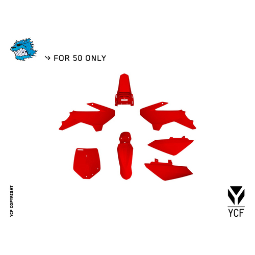 YCF 50A/E COMPLETE PLASTIC KIT RED MY14>
