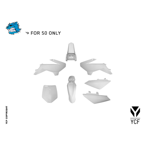 YCF 50A/E COMPLETE PLASTIC KIT WHITE MY14>