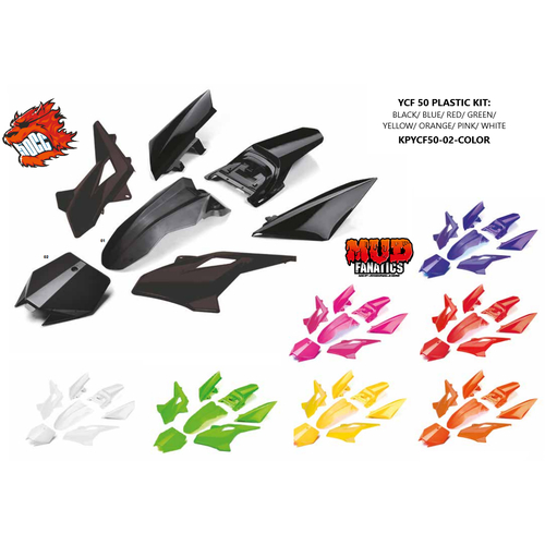YCF 50A/E COMPLETE PLASTIC KIT RED MY22>