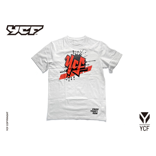 YCF T-SHIRT WHITE/ORANGE LARGE