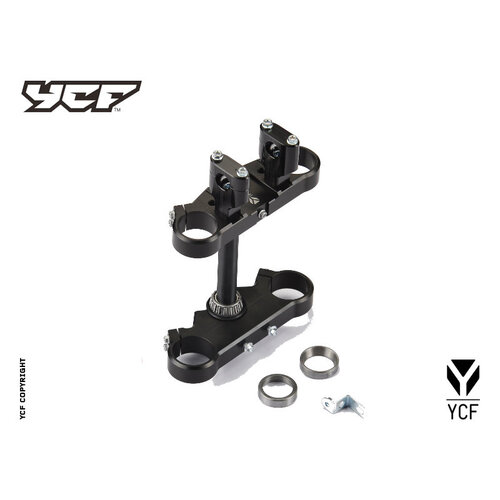 YCF TRIPLE CLAMP SET (TOP 45MM/LWR 48MM) BLACK