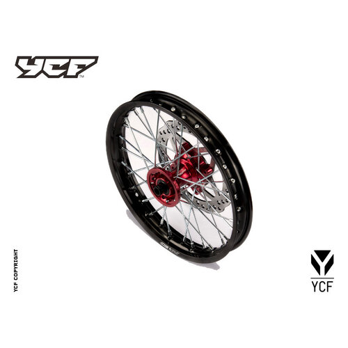 CPL. ALLOY FRONT WHEEL 1.4X14 DISC & RED CNC HUB