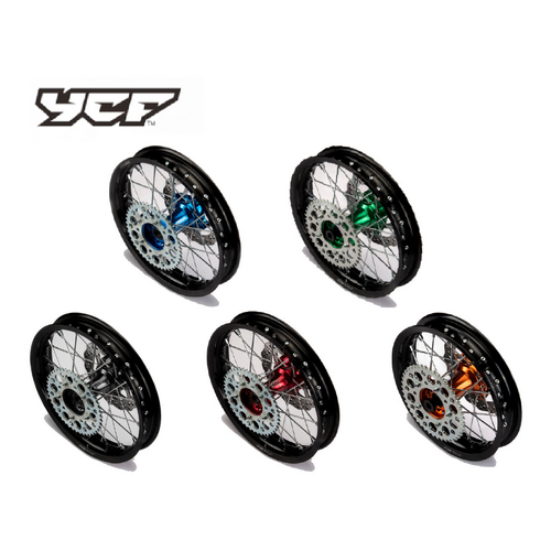 ALLOY REAR WHEEL BLACK 1.85X14' CNC HUB COLOURED/DISC