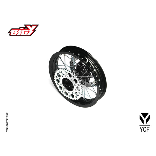 COMPLETE ALLOY 14" REAR WHEEL WITH BLACK CNC HUB