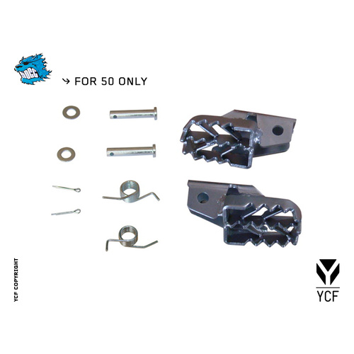 STEEL FOOT PEG SET 50CC GREY 2019 <<