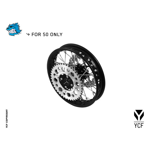 YCF 50A/50E STEEL REAR WHEEL 1.40 BLACK HUB