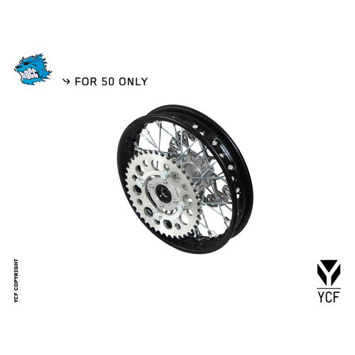 YCF 50A/50E STEEL REAR WHEEL 1.40 SILVER HUB